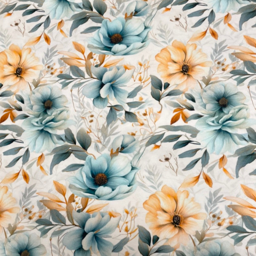 Lys blå og gule store blomst jersey