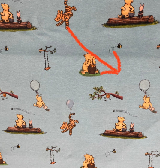 Ole brumm Økologisk Jersey (svake linjer i stoffet se bilde to)