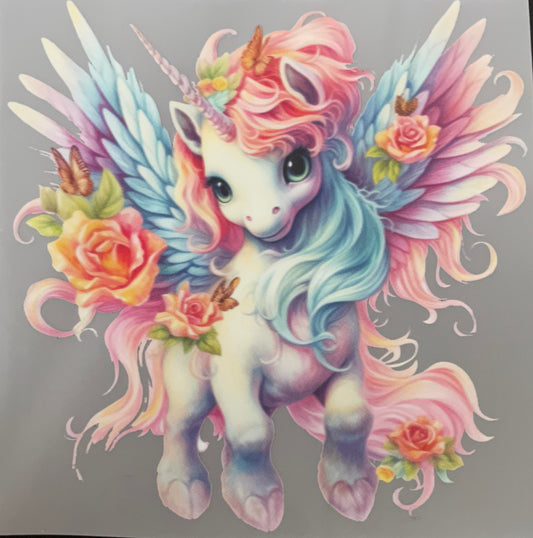 Dtf strykemerker fargarik enhjørning