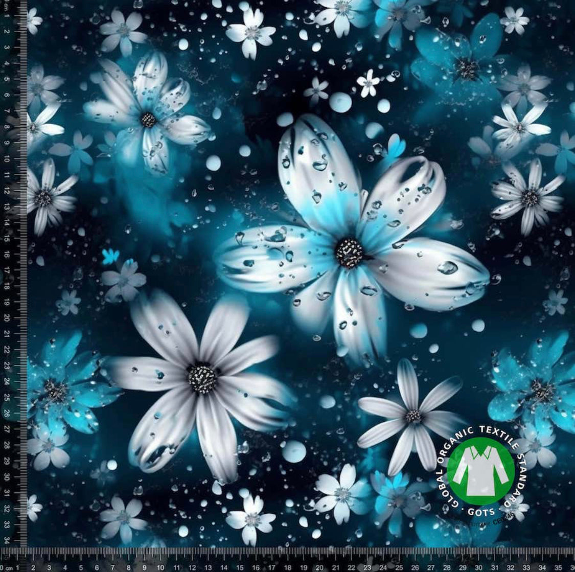 Blomst blå turkis jersey (5 enheter igjen)