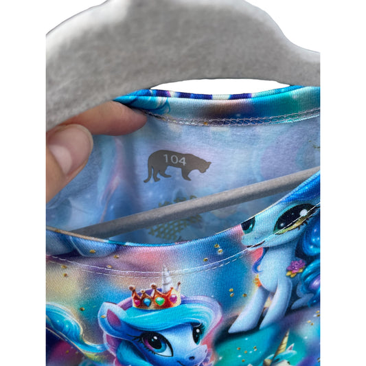 Langermede Kjole med enhjørning blå str. 100-110 cm