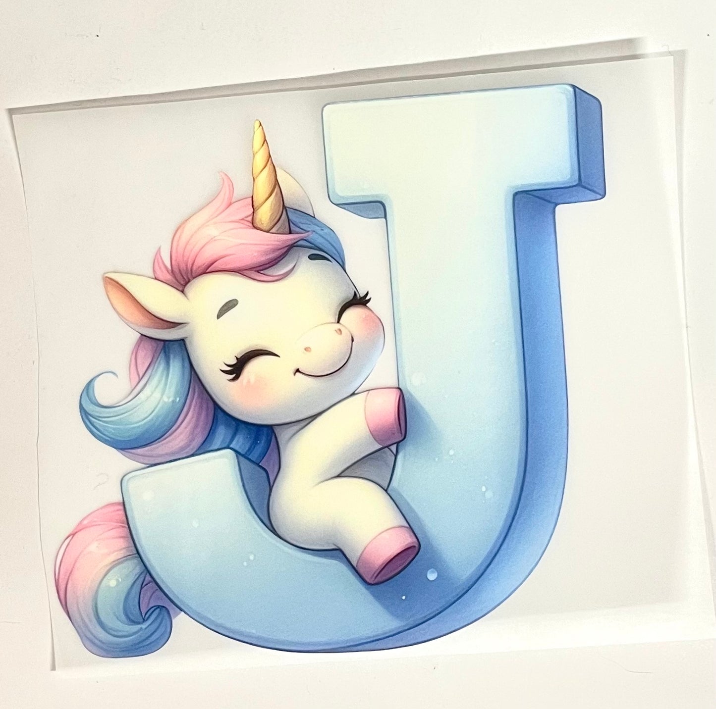 DTF-transfermerke bokstaven J enhjørning