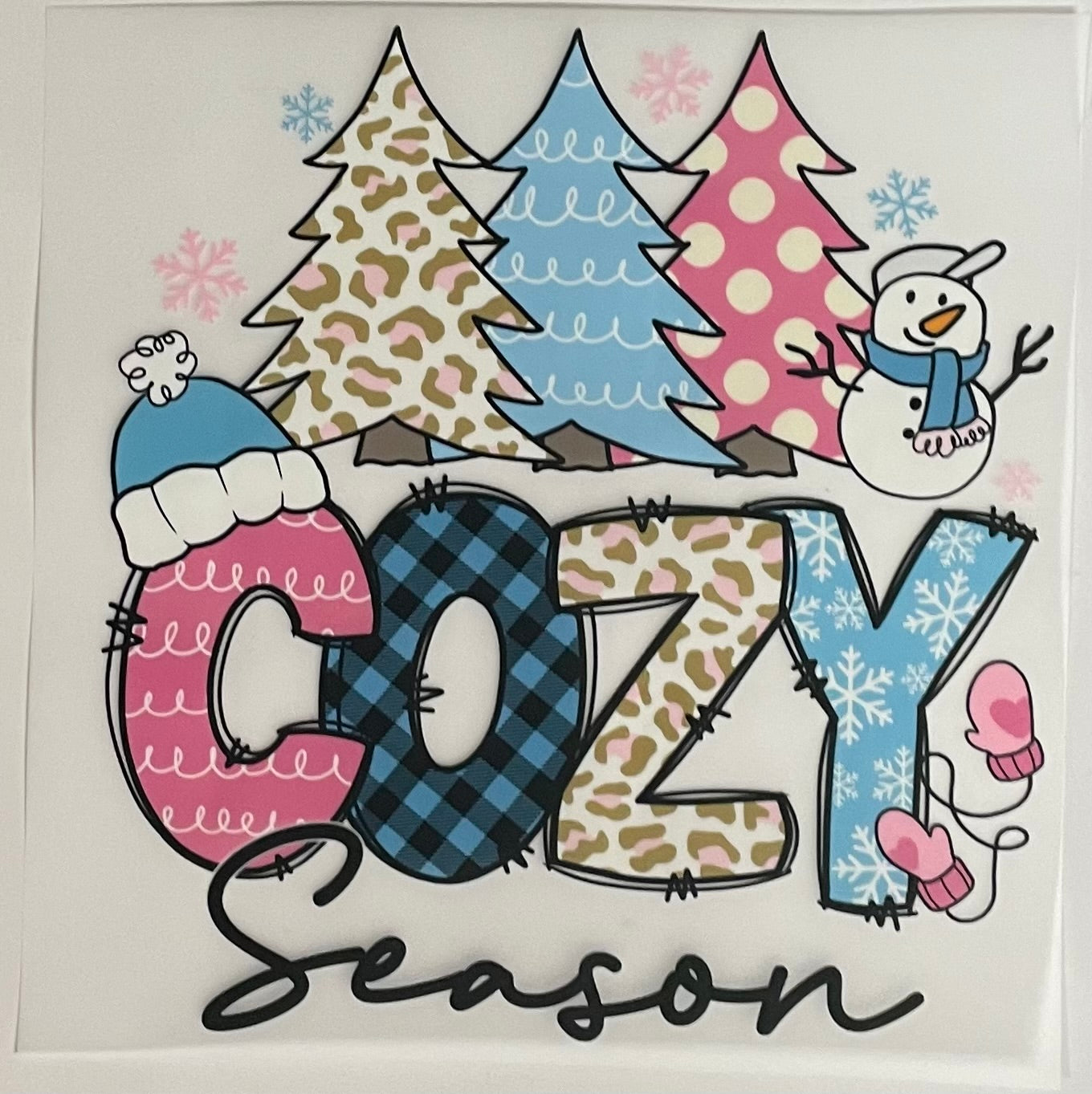 DTF strykemerke gøyale jule tekster: Cozy season..