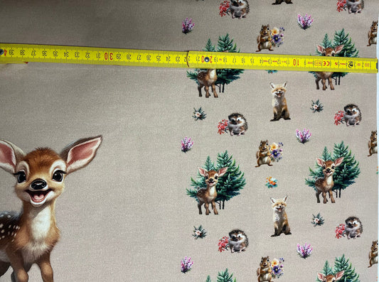 Panel med norske skogsdyr French terry