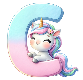 DTF-transfermerke bokstaven C enhjørning
