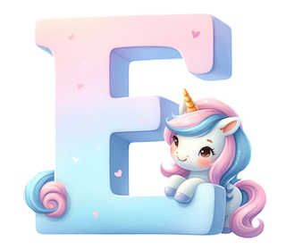 DTF-transfermerke bokstaven E enhjørning