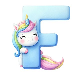 DTF-transfermerke bokstaven F enhjørning