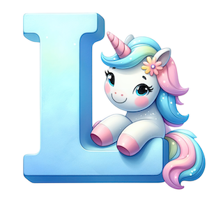 DTF-transfermerke bokstaven L enhjørning