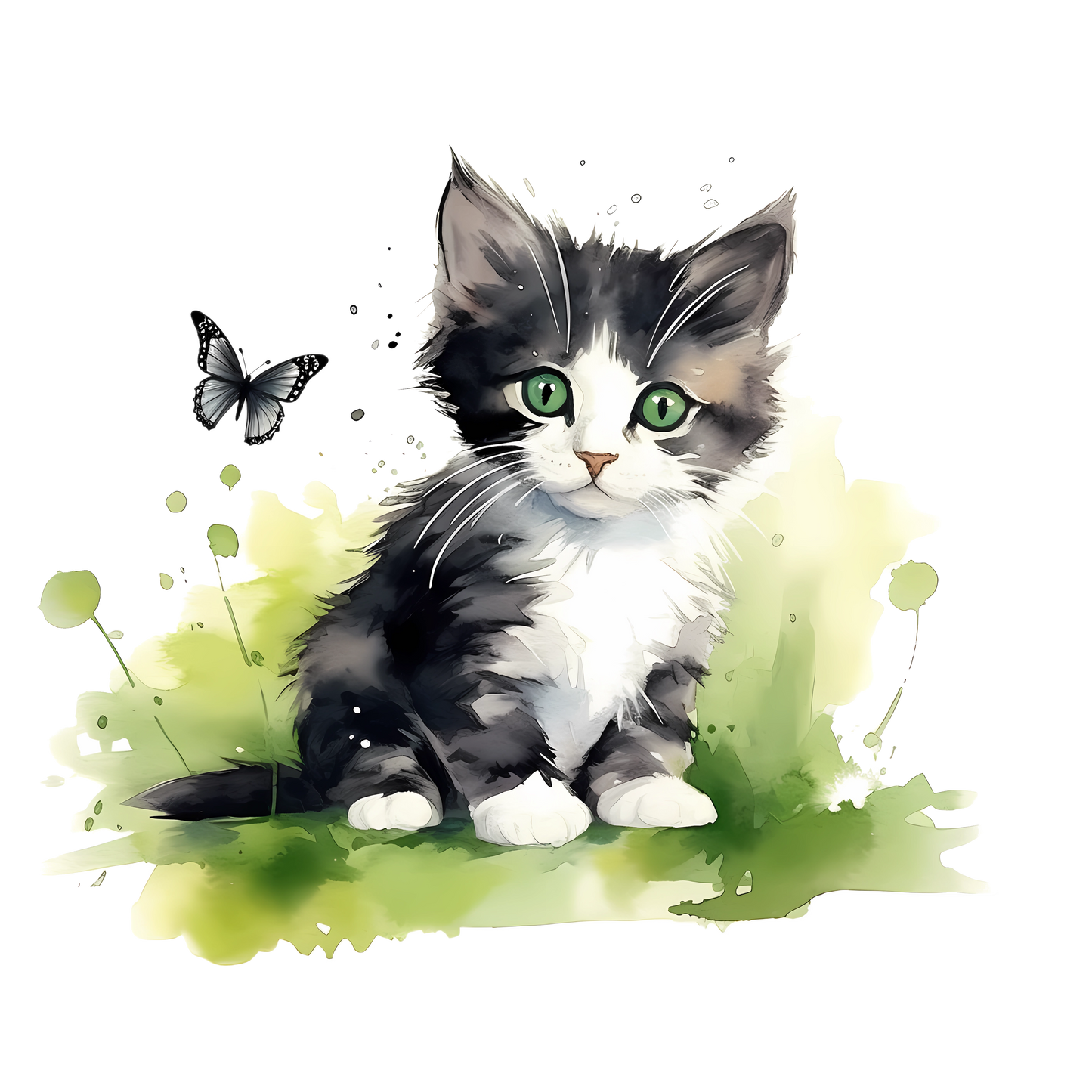 DTF-transfermerke katteunge svart-hvit