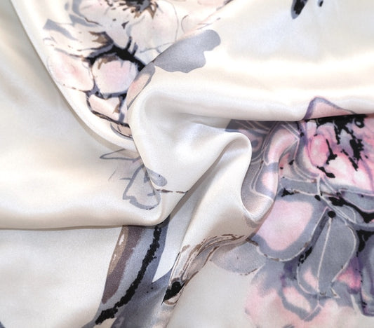 Silkestoff print stor ros