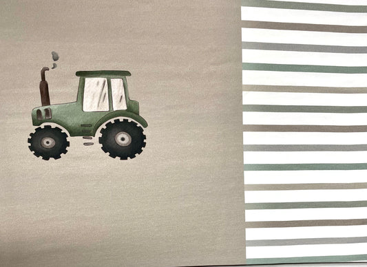 Lang Jersey Panel med Traktor  og Striper