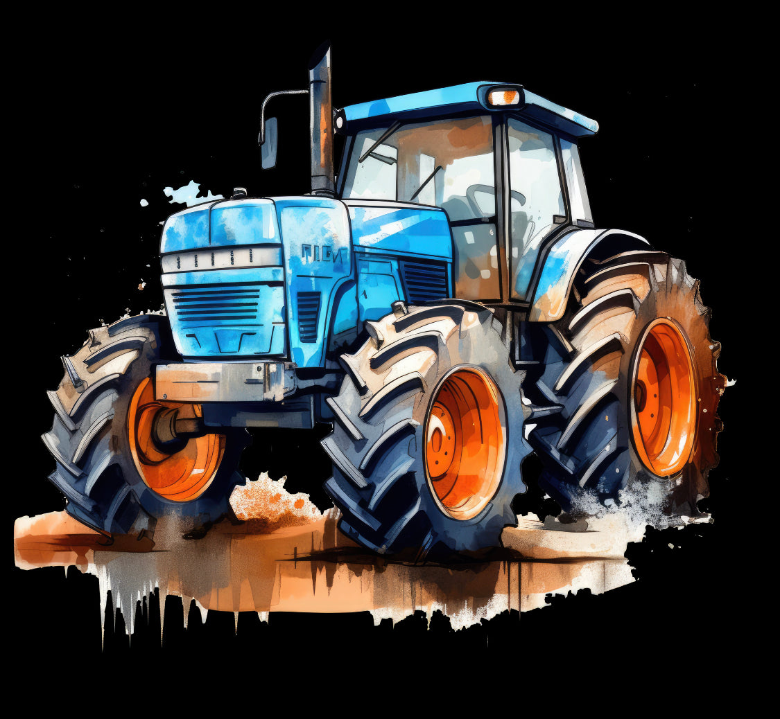 DTF-transfermerke blå traktor