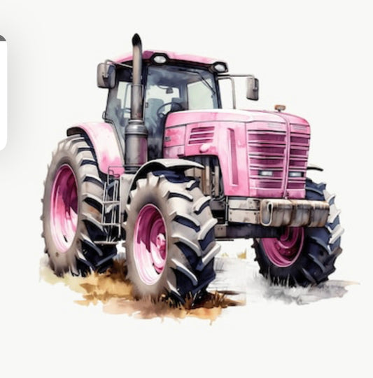 Dtf transfermerke traktor rosa