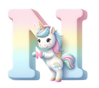 DTF-transfermerke bokstaven N enhjørning