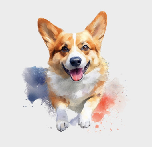 Dtf strykemerker Corgi med bein